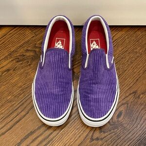 Purple corduroy slip-on Vans